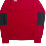 ADIDAS Mens Sweatshirt Red 1/4 Zip S