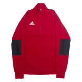 ADIDAS Mens Sweatshirt Red 1/4 Zip S