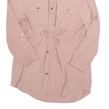 ZARA Womens Shirt Dress Pink Viscose Long Sleeve Knee Length S