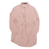 ZARA Womens Shirt Dress Pink Viscose Long Sleeve Knee Length S