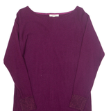 WHITE STUFF Womens Jumper Dress Purple Wool Long Sleeve Knee Length UK 10
