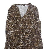ZARA Womens A-Line Dress Brown Animal Print Long Sleeve Hi-Low S