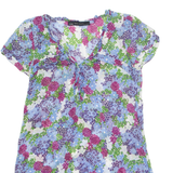 ZARA Womens Day Dress Blue Floral Short Sleeve Knee Length S