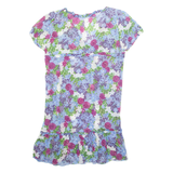 ZARA Womens Day Dress Blue Floral Short Sleeve Knee Length S