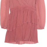 ZARA Womens Fit & Flare Dress Pink Long Sleeve Knee Length L