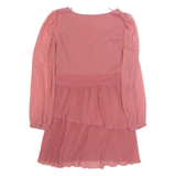 ZARA Womens Fit & Flare Dress Pink Long Sleeve Knee Length L