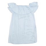 ZARA Womens Shift Dress Blue Short Sleeve Knee Length XS