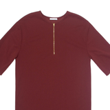 ZARA Womens Shift Dress Maroon Short Sleeve Knee Length M