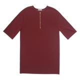 ZARA Womens Shift Dress Maroon Short Sleeve Knee Length M