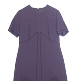 Womens A-Line Dress Purple Short Sleeve Midi M