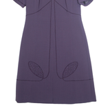 Womens A-Line Dress Purple Short Sleeve Midi M