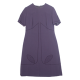Womens A-Line Dress Purple Short Sleeve Midi M