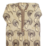 Handmade Womens Kaftan Dress Beige Crazy Pattern Long Sleeve Midi L