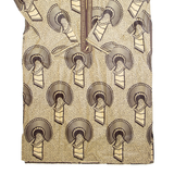 Handmade Womens Kaftan Dress Beige Crazy Pattern Long Sleeve Midi L