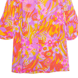 Festival Womens Shift Dress Pink Floral Knee Length S