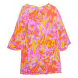 Festival Womens Shift Dress Pink Floral Knee Length S