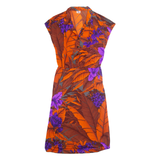 MALIBU BEACH Womens A-Line Dress Orange Floral Short Sleeve Midi M