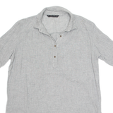 ZARA Womens Shirt Dress Grey Short Sleeve Knee Length L