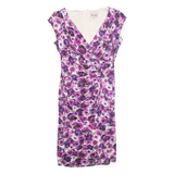 PHASE EIGHT Womens Bodycon Dress Purple Floral Short Sleeve Knee Length UK 14