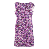 PHASE EIGHT Womens Bodycon Dress Purple Floral Short Sleeve Knee Length UK 14