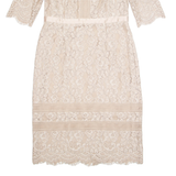 HOBBS LONDON Lace Womens Pencil Dress Beige Floral Midi UK 14