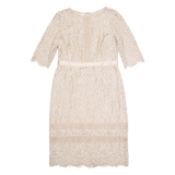 HOBBS LONDON Lace Womens Pencil Dress Beige Floral Midi UK 14