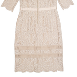 HOBBS LONDON Lace Womens Pencil Dress Beige Floral Midi UK 14