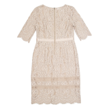 HOBBS LONDON Lace Womens Pencil Dress Beige Floral Midi UK 14