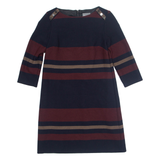 PHASE EIGHT Womens A-Line Dress Black Striped Knee Length UK 10