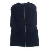 DKNY Womens Shift Dress Blue Viscose Long Sleeve Knee Length L