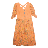 STOCKERPOINT Womens Day Dress Orange Floral Short Sleeve Long L