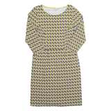 BODEN All Over Bird Print Womens Day Dress Yellow Animal Print Midi UK 12