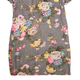 JOULES Womens Day Dress Grey Viscose Floral Short Sleeve Knee Length UK 14