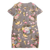 JOULES Womens Day Dress Grey Viscose Floral Short Sleeve Knee Length UK 14