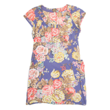 JOULES Womens Day Dress Blue Floral Short Sleeve Knee Length UK 14