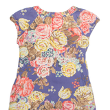 JOULES Womens Day Dress Blue Floral Short Sleeve Knee Length UK 14