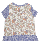 MONSOON Womens Day Dress Blue Viscose Floral Short Sleeve Knee Length UK 18