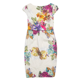 MONSOON Womens Pencil Dress Cream Floral Short Sleeve Midi UK 12