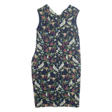 MONSOON Womens Pencil Dress Blue Floral Sleeveless Midi UK 18