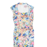 PHASE EIGHT Womens Bodycon Dress Blue Floral Short Sleeve Midi UK 10