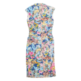 PHASE EIGHT Womens Bodycon Dress Blue Floral Short Sleeve Midi UK 10