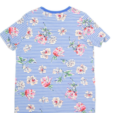 JOULES Womens T-Shirt Dress Blue Floral Short Sleeve Knee Length UK 14