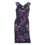 PHASE EIGHT Womens Bodycon Dress Blue Floral Sleeveless Midi UK 10