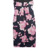 KAREN MILLEN Womens Bodycon Dress Black Floral Sleeveless Midi UK 10