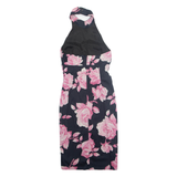 KAREN MILLEN Womens Bodycon Dress Black Floral Sleeveless Midi UK 10