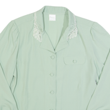 Womens Blouse Green Collared Long Sleeve S