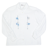 ALBANES Womens Shirt White Collared Long Sleeve S