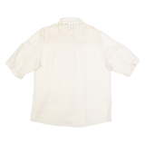 Womens Blouse Beige Collared Linen L