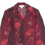 UN JOUR AILLEURS Womens Printed Shirt Red Collared Long Sleeve Floral UK 14