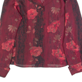 UN JOUR AILLEURS Womens Printed Shirt Red Collared Long Sleeve Floral UK 14